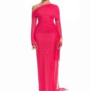 Elegant Pink One-Shoulder Dress